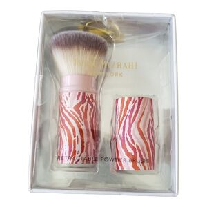 Isaac Mizrahi New York Retractable Powder Rounded Brush Pink and Red Zebra Print